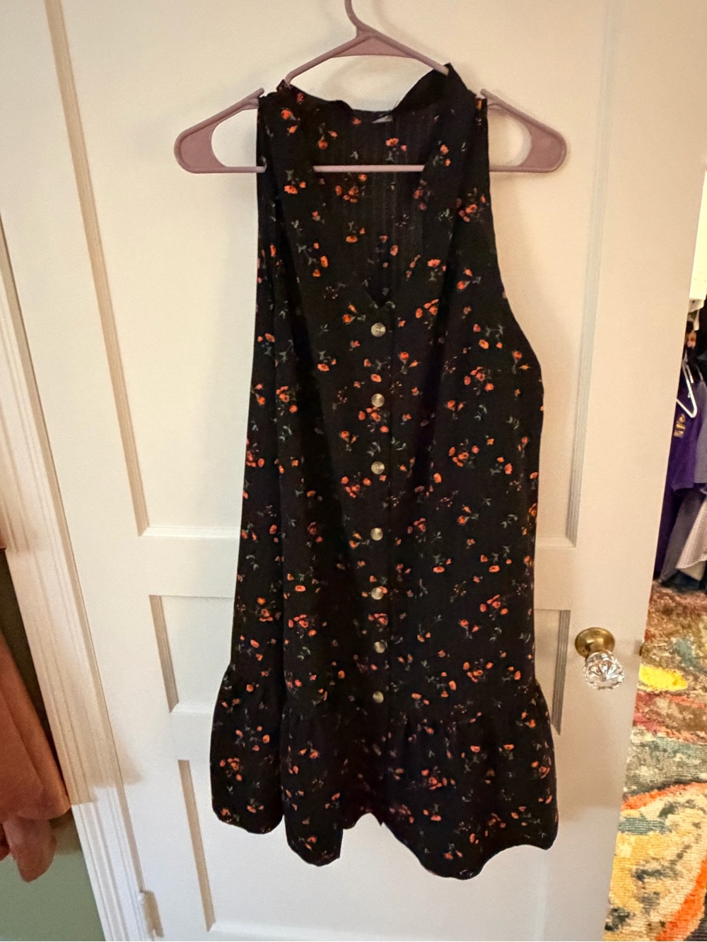 SHEIN Black Dress with Red Floral Print